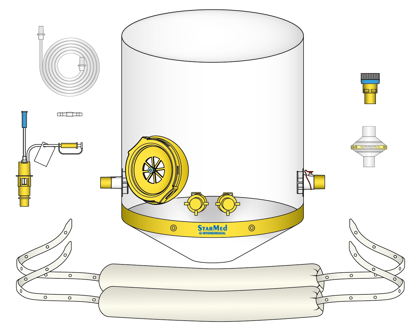 CaStar hood kit for CPAP use with Venturi flow generator and PEEP valve, extra extra large, ≥50cm neck circumference